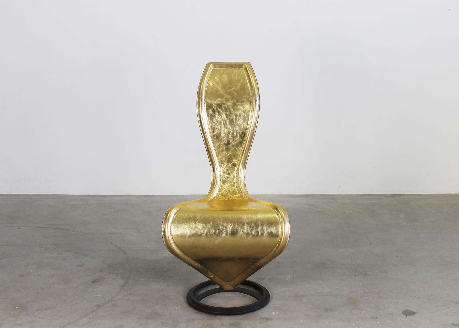 Tom Dixon S Chair In Gold Leather And Metal Structure By Cappellini 2000s photo for sale