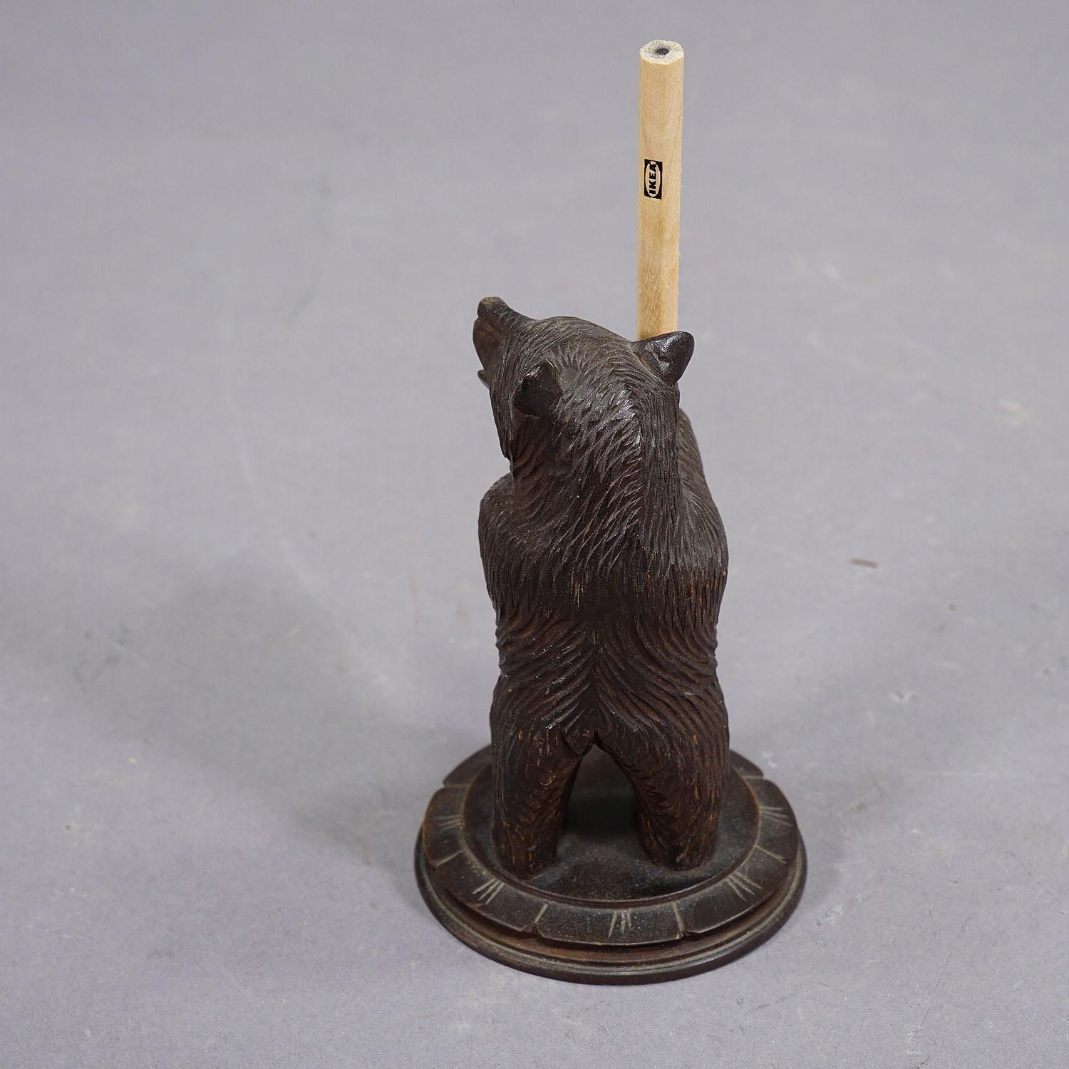 A Wooden Carved Black Forest Pen Holder With Bear Ca. 1930 photo Art