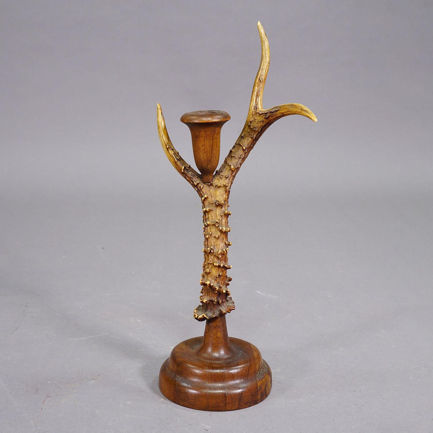 Black Forest Candle Holder With Wooden Base And Spout, Germany photo furniture