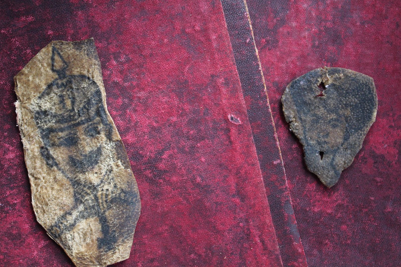 Rare Pair Of Late 19th Century Tattoo Specimens From A French Sailor Curiosity photo vintage