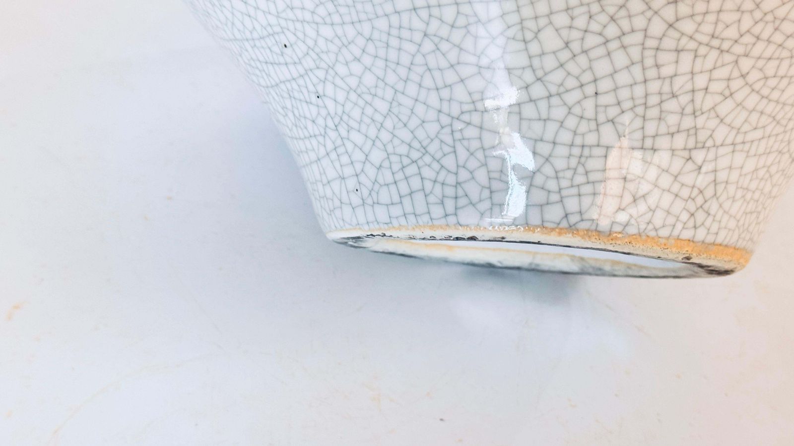 French Art Deco Crackled Ceramic Vase, White With Delicate Crazing, 20th Century photo buy