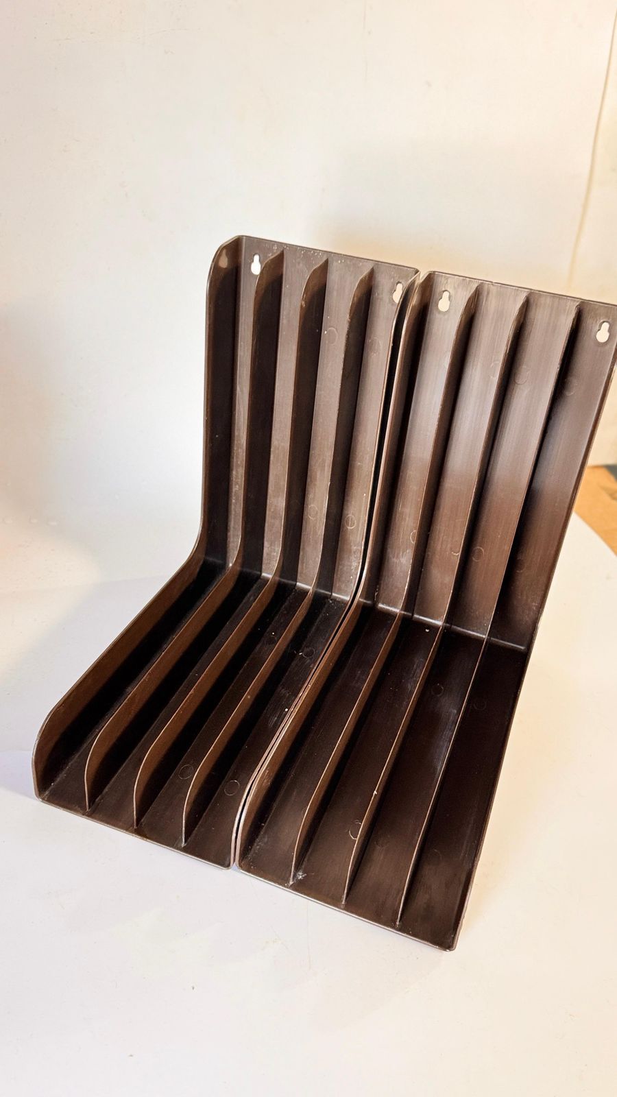 Pair Of 1970s French Plastic Shelves, Brown, With Curved Design  Brown Olor photo 382.0