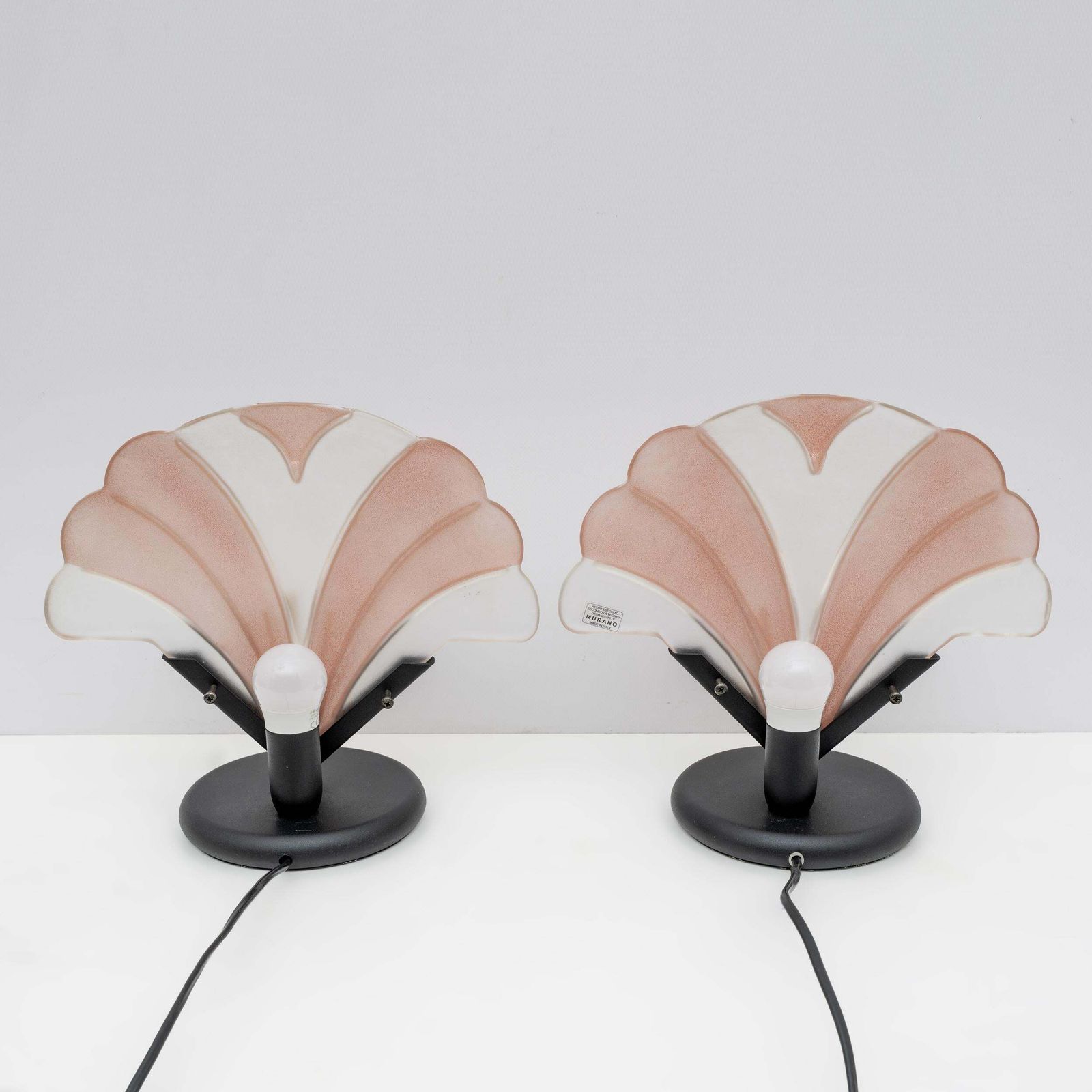 Pair Of Art Decò Style Murano Glass Table Lamps, Italy 1970s photo for sale