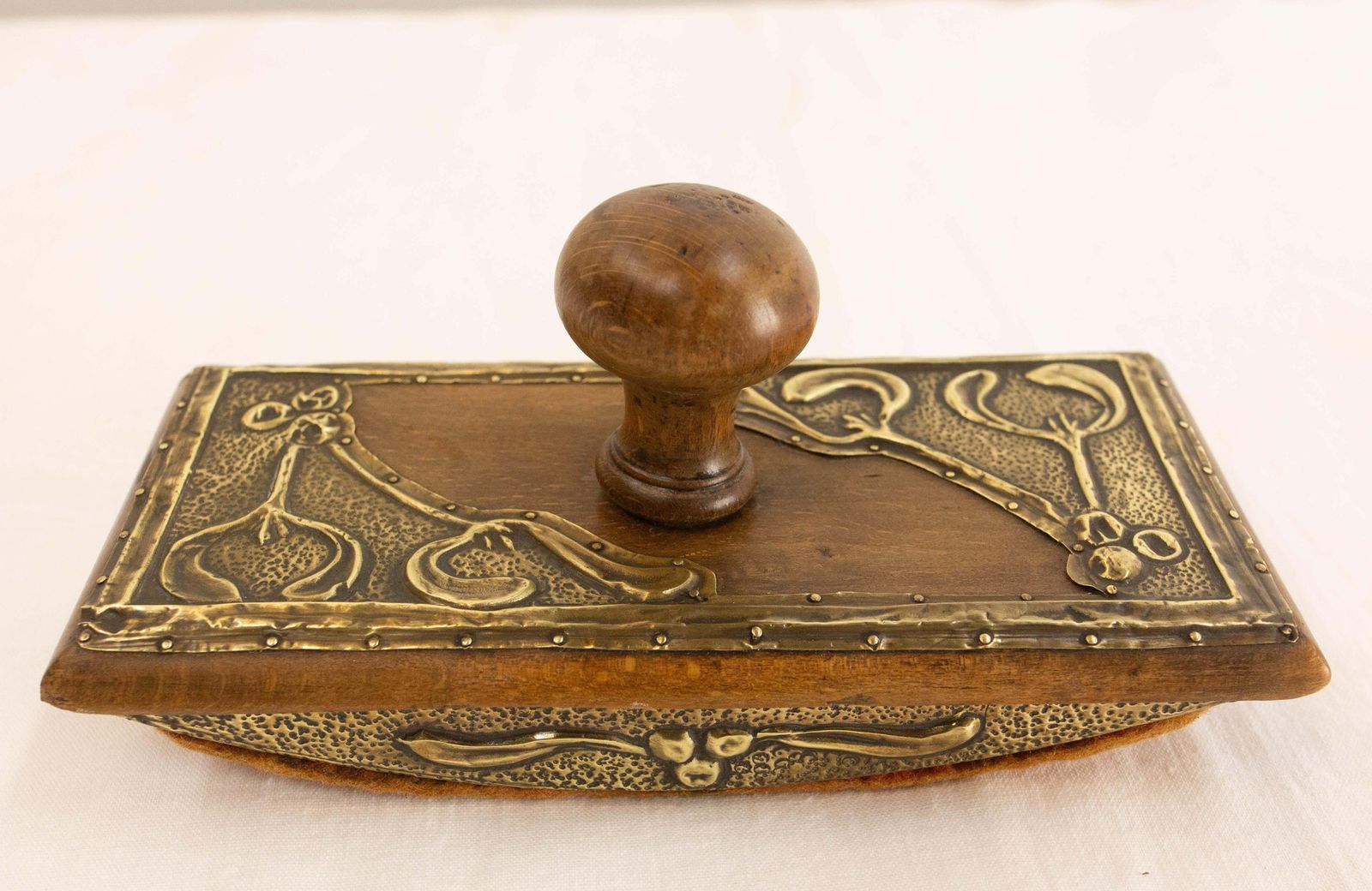 French Copper & Wood Desk Art Nouveau Ink Blotter, Circa 1920 photo Home Decor
