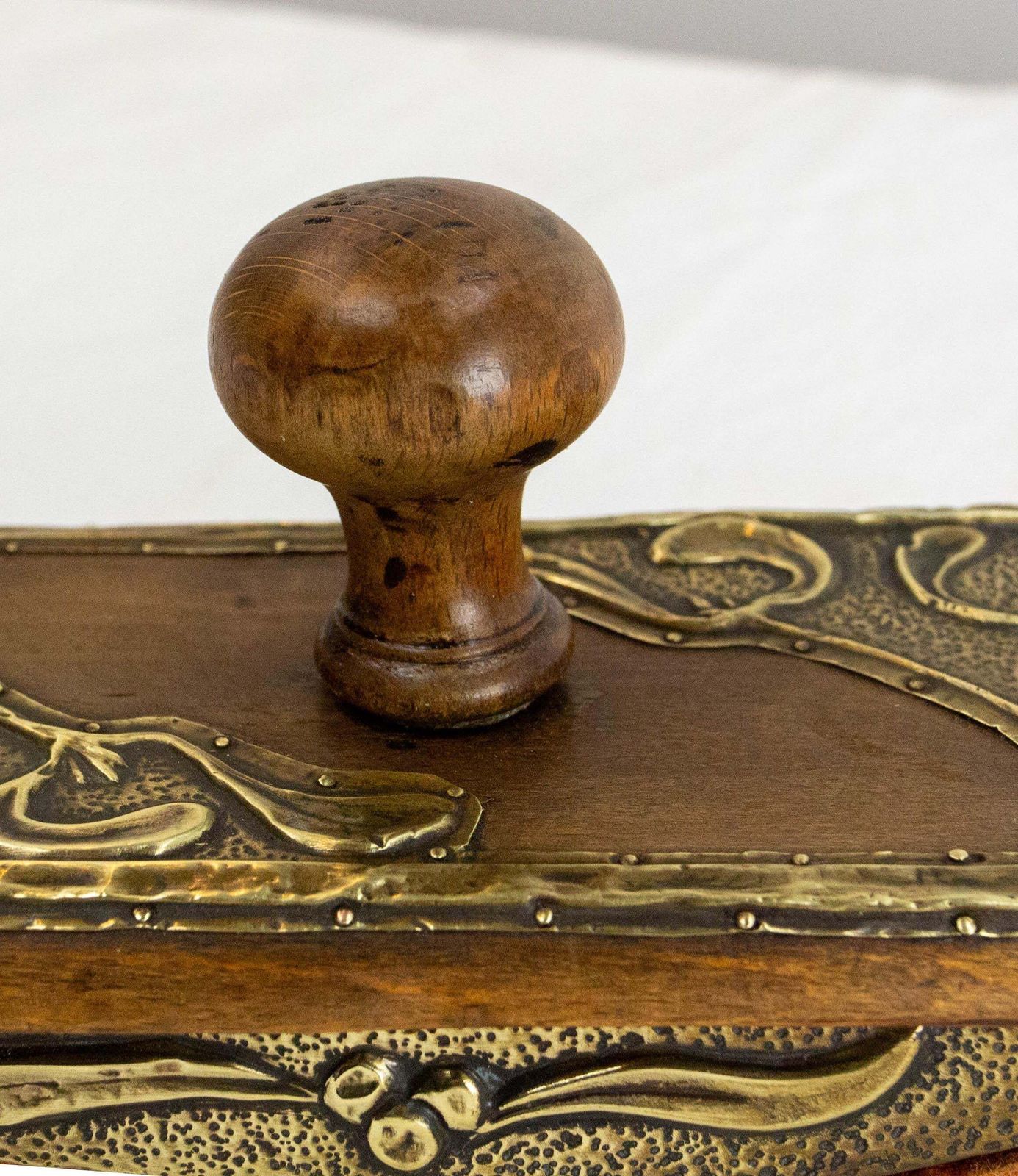 French Copper & Wood Desk Art Nouveau Ink Blotter, Circa 1920 photo vintage