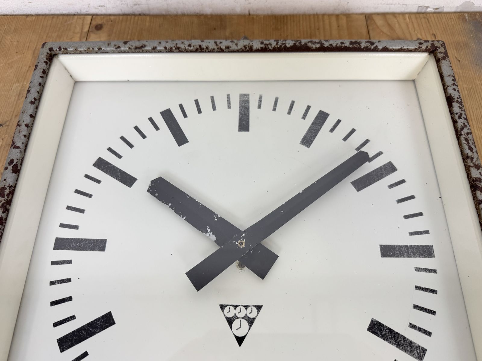 Grey Rusty Industrial Square Wall Clock From Pragotron, 1970s photo vinterior