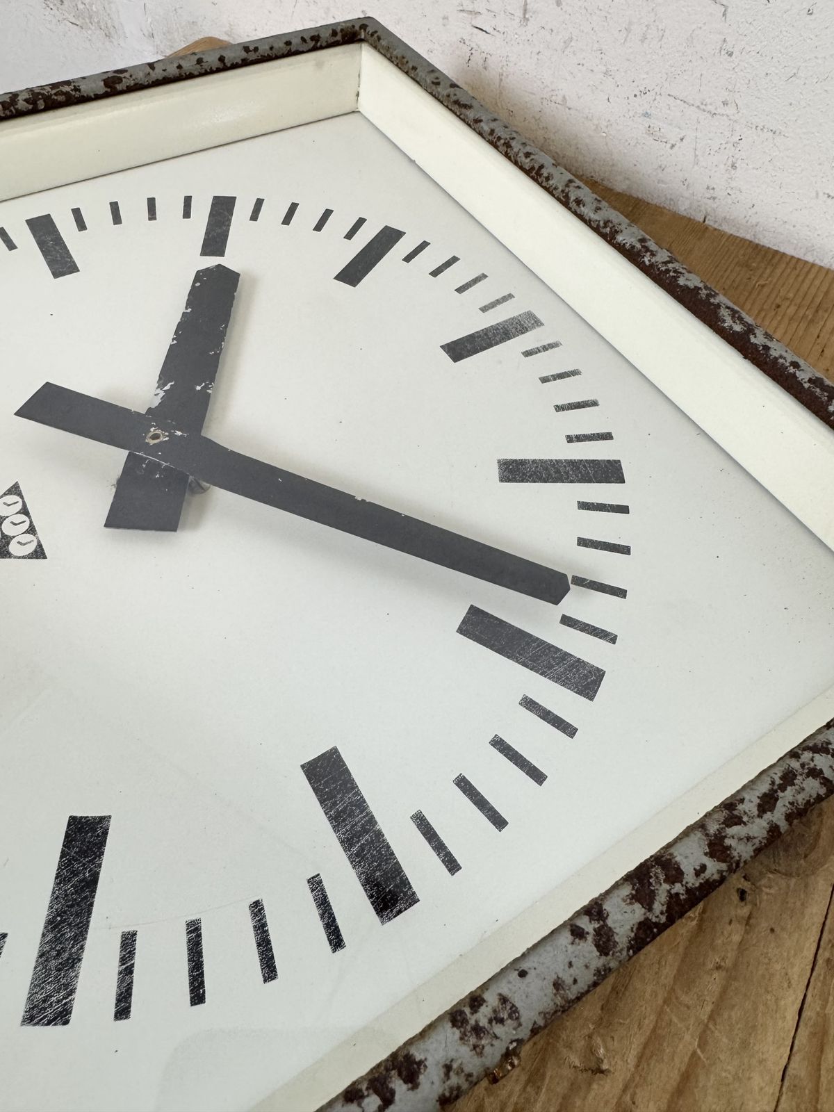 Home Decor Grey Rusty Industrial Square Wall Clock From Pragotron, 1970s photo