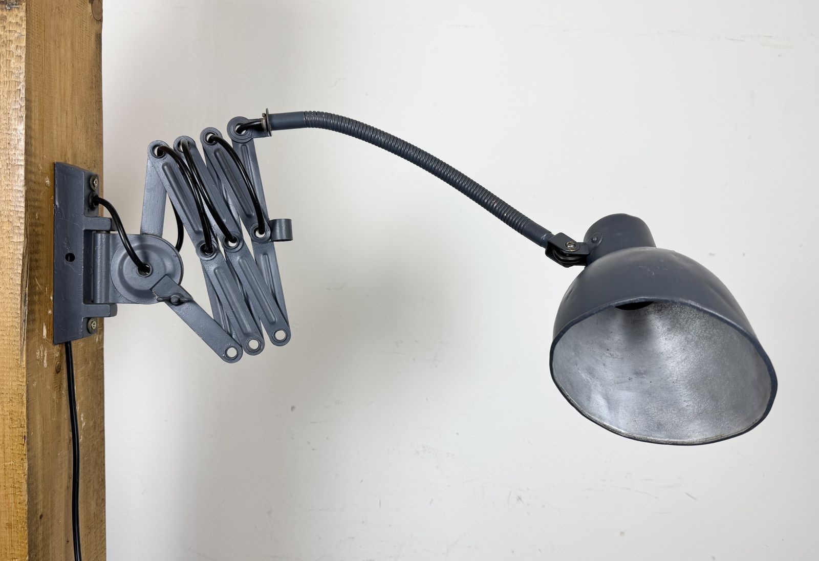 Lighting Grey Painted Industrial Scissor Wall Lamp, 1960s photo