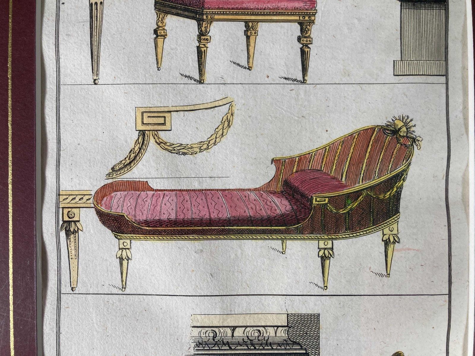 Rare Collectable Authentic 18th Century Antique Furniture Design Engraving   Perfect For Antiques Collectors & Art Lovers photo Art
