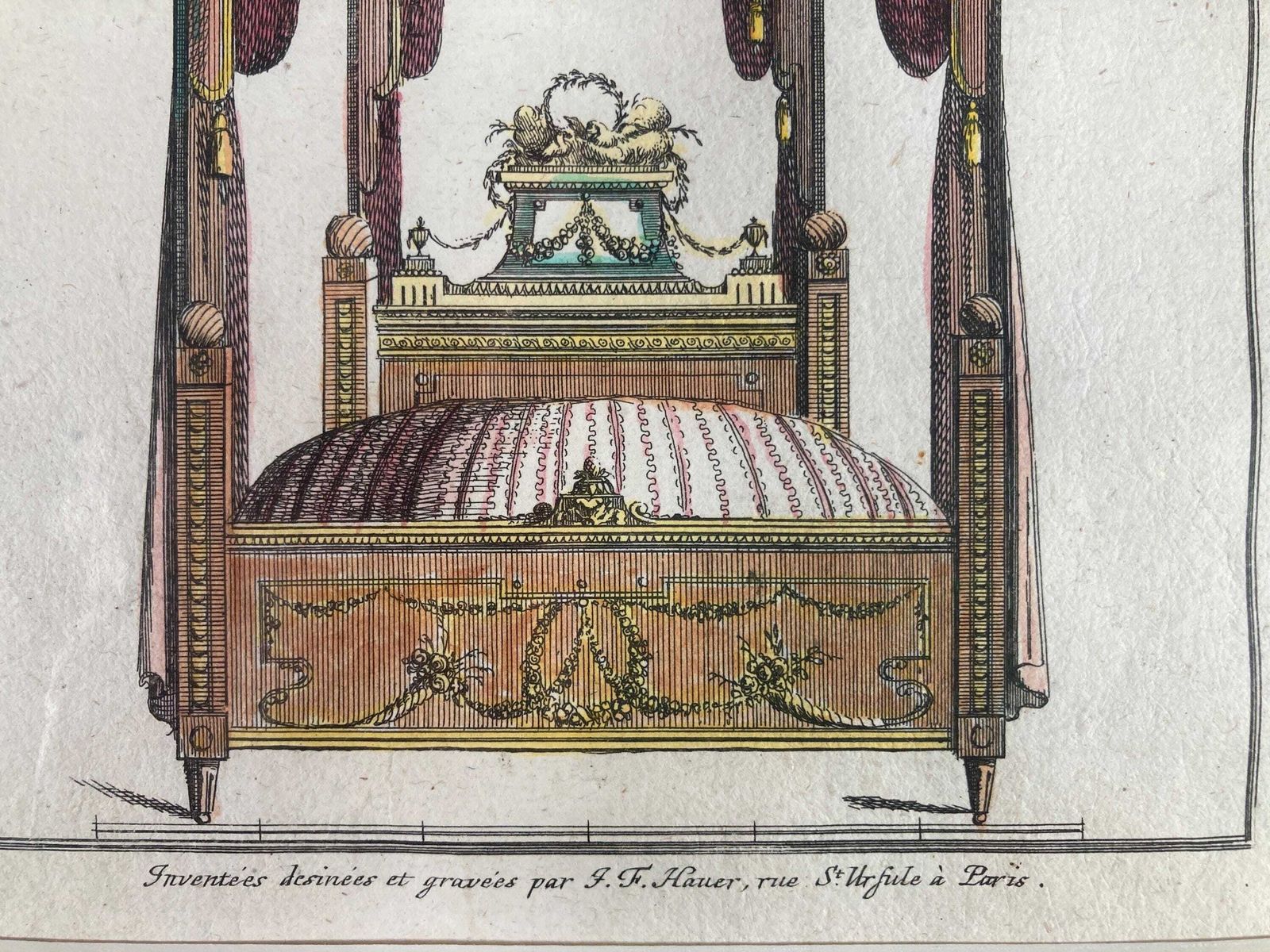 Rare Collectable Authentic 18th Century Antique Furniture Design Engraving   Perfect For Antiques Collectors & Art Lovers photo Art