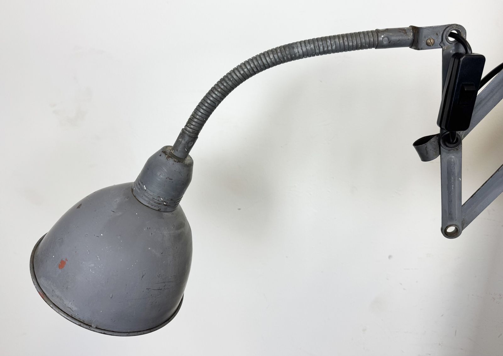 Grey Industrial Gooseneck Scissor Wall Lamp From Elektroinstala, 1960s photo Lighting