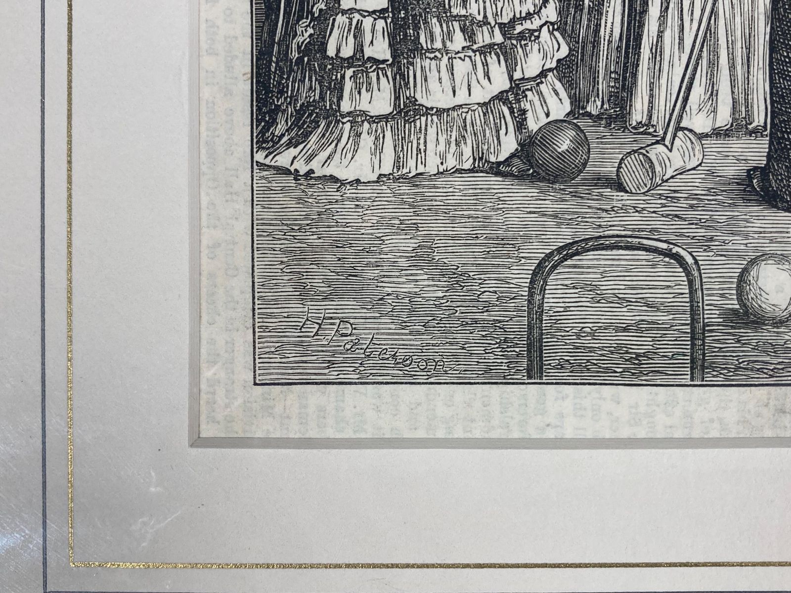 Antique Engraving "Croquet Under Difficulties" By Helen Paterson   London Illustrated News 1871 photo 80.0