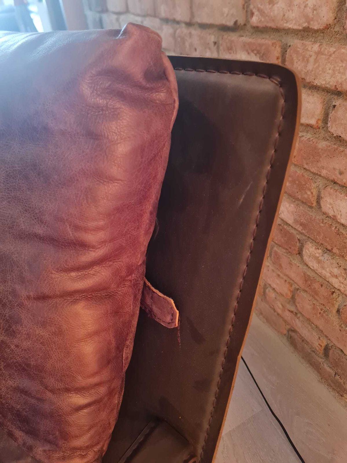 Industrial Style Leather Brown Armchair Steel Frame Used photo 999.0