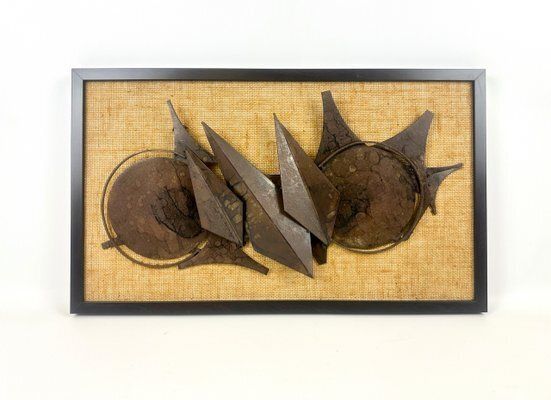 Brutalist Framed Relief Attributed To Henrik Horst, 1984
