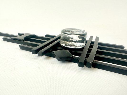 photo buy Danish Modernist Iron & Glass Wall Candleholder From Dantoft, 1960s