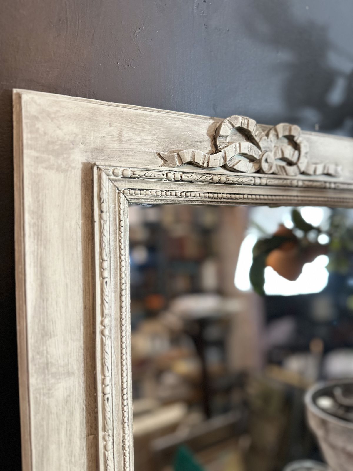 photo vintage Really Pretty Pair Of Painted French Wall Mirrors – Soft ‘Eau De Nil’ With Dark Wax