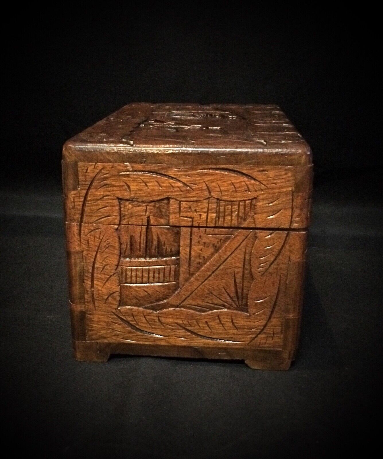 Beautiful Hand Carved Jewelry Box photo vintage