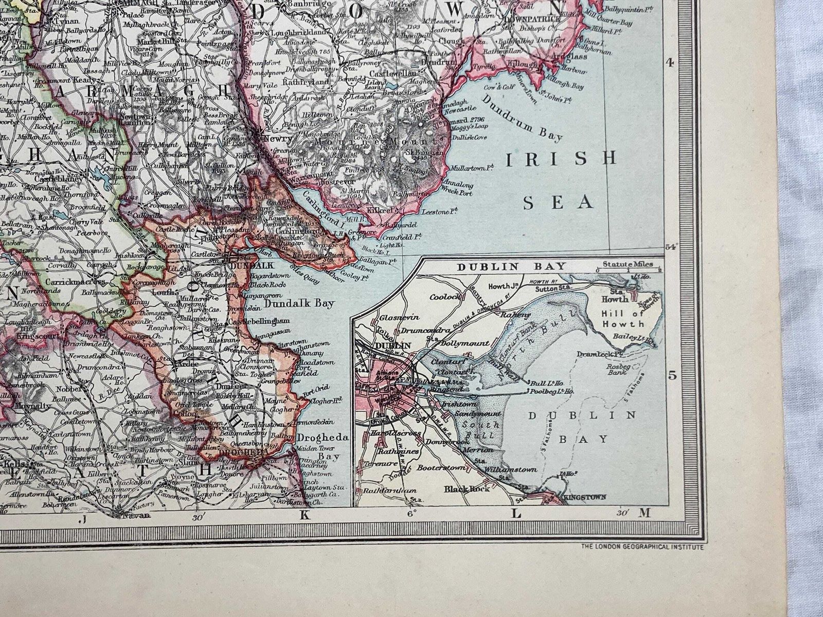 Original And Authentic Atlas Map Of The North Of Ireland   Harmsworth Universal Atlas And Gazetteer (Circa 1900, Pre Wwi) photo Art