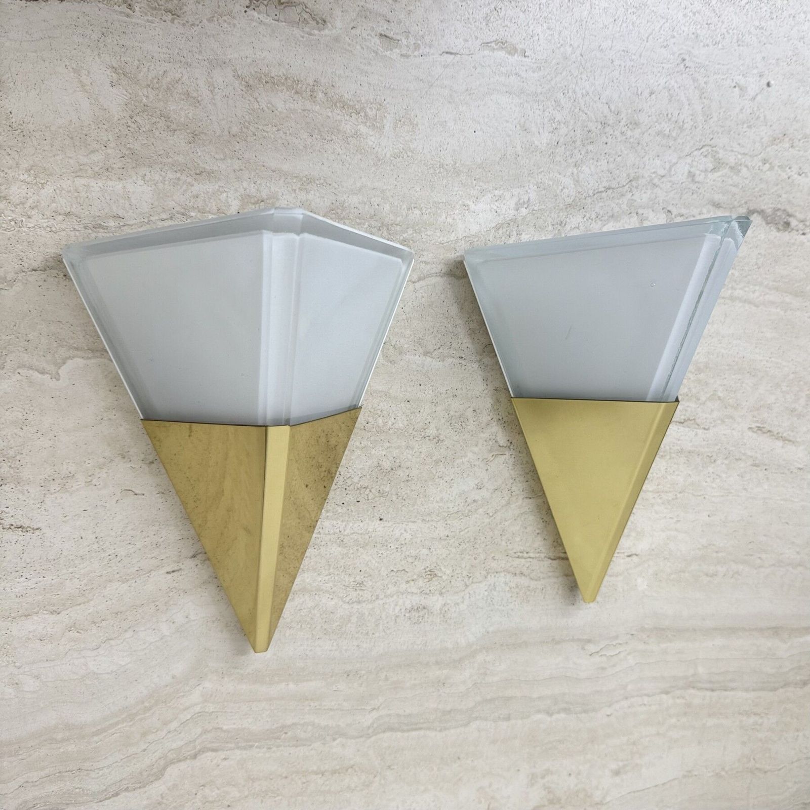 Set Of 2 Limburg Glashütte Brass And Glass Wall Lamps Sconce , 1970s photo Lighting