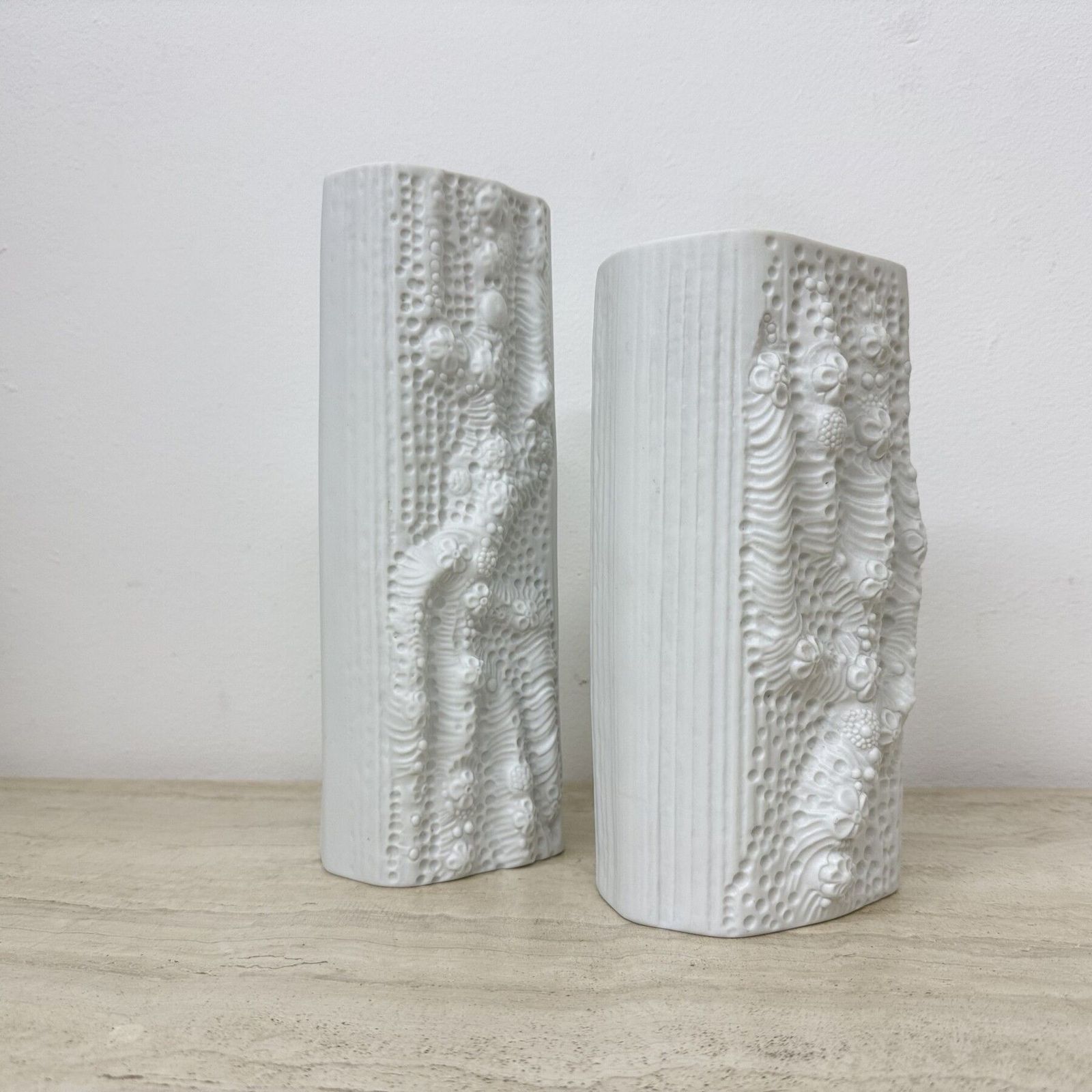 photo for sale Martin Freyer For Rosenthal Bisque Reliëf Azu Vase Op Art 1970s