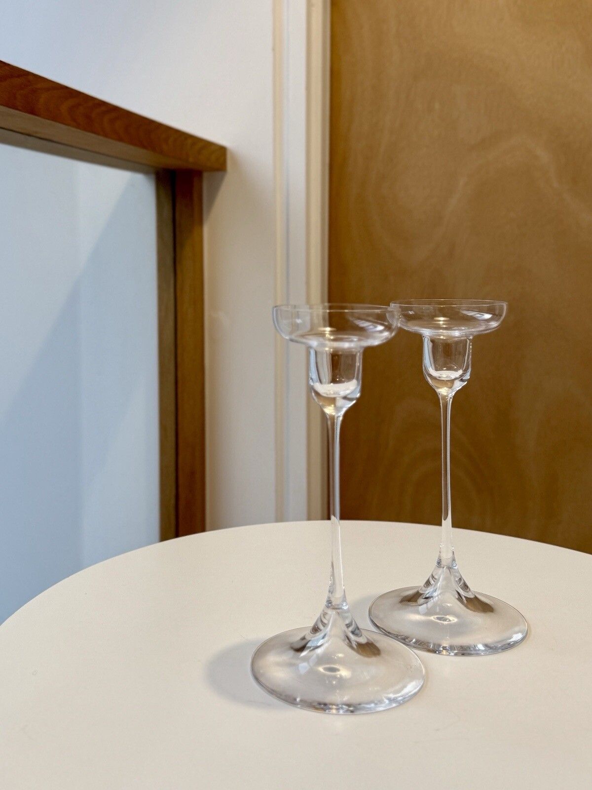 A Pair Of Dartington Glass 1960’s Crystal Candlesticks By Hans Eric Anderson D69 photo furniture