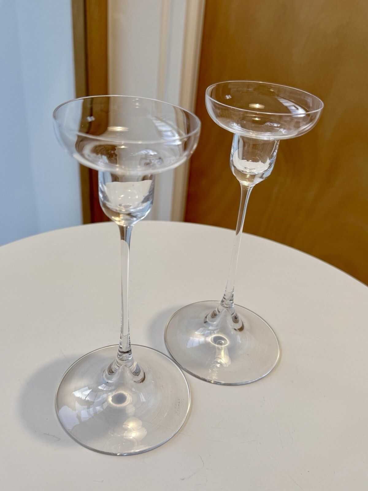 A Pair Of Dartington Glass 1960’s Crystal Candlesticks By Hans Eric Anderson D69 photo vintage