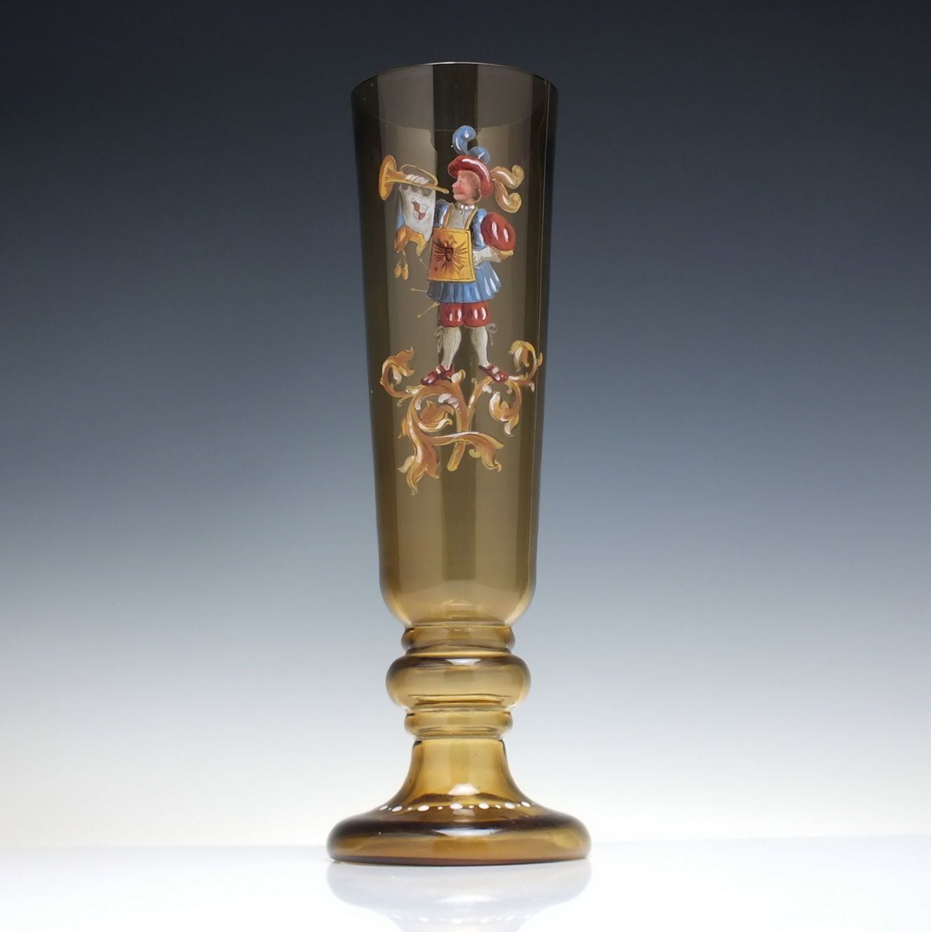 Tall Antique Bohemian Enamelled Historismus Ale Glass C1890 photo furniture
