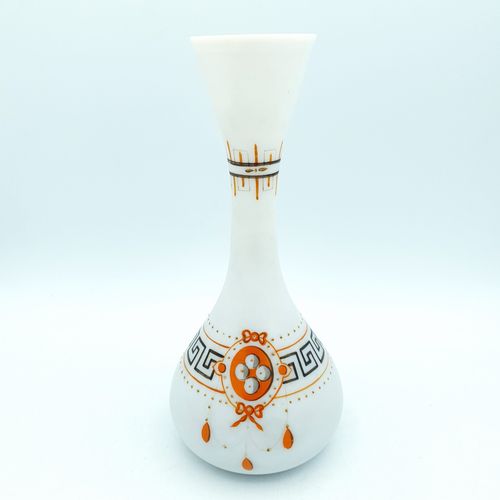 Antique Opaline Vase French Or Bohemia Handpainted Landscape & Roman Motifs photo Home Decor