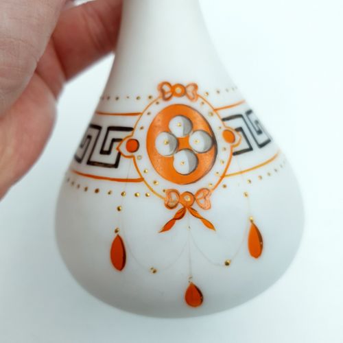 50.0 Antique Opaline Vase French Or Bohemia Handpainted Landscape & Roman Motifs photo