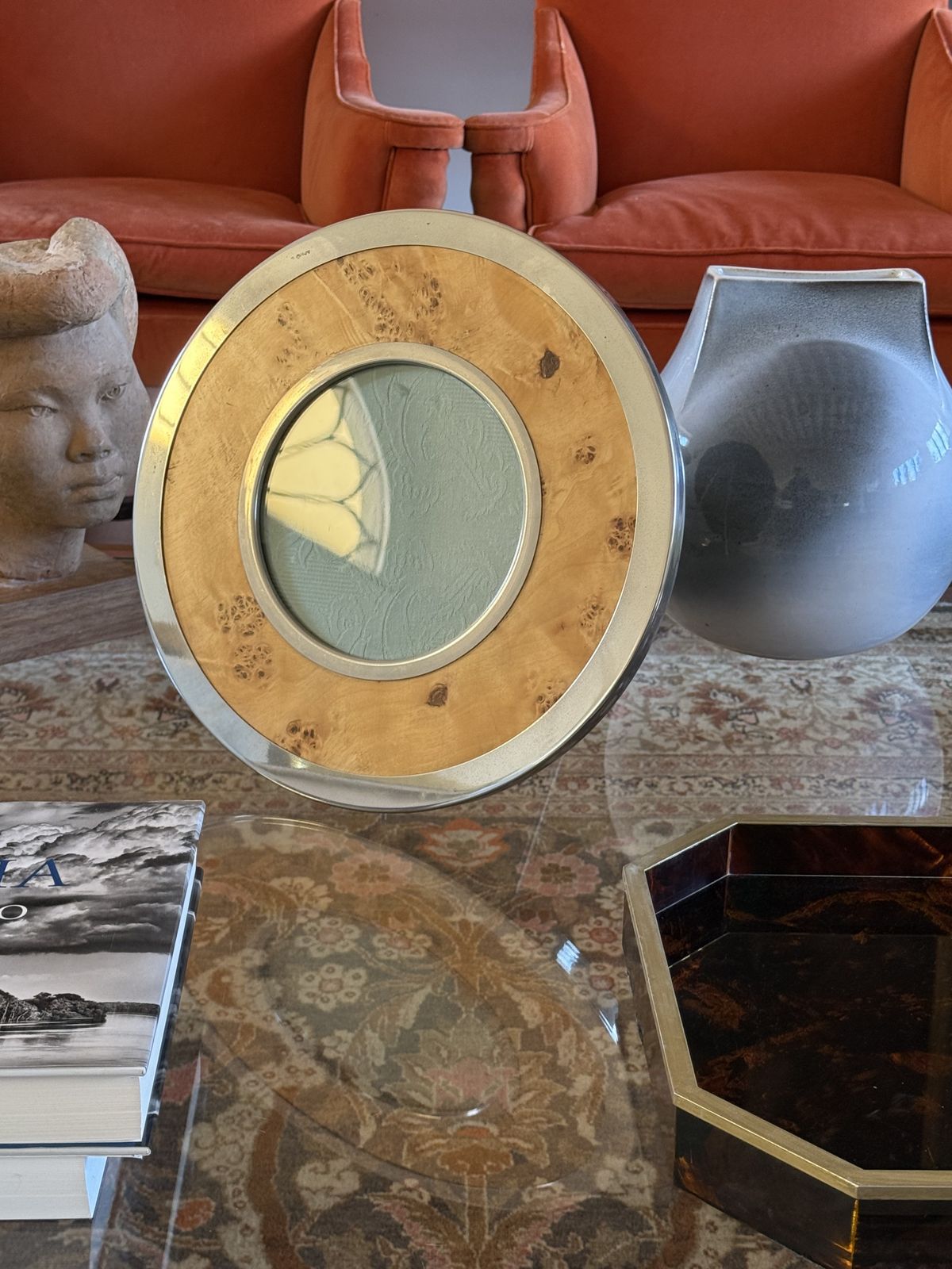 Hollywood Regency Large Burl Picture Frame, Nucci Valsecchi Italy 1970s photo vinterior