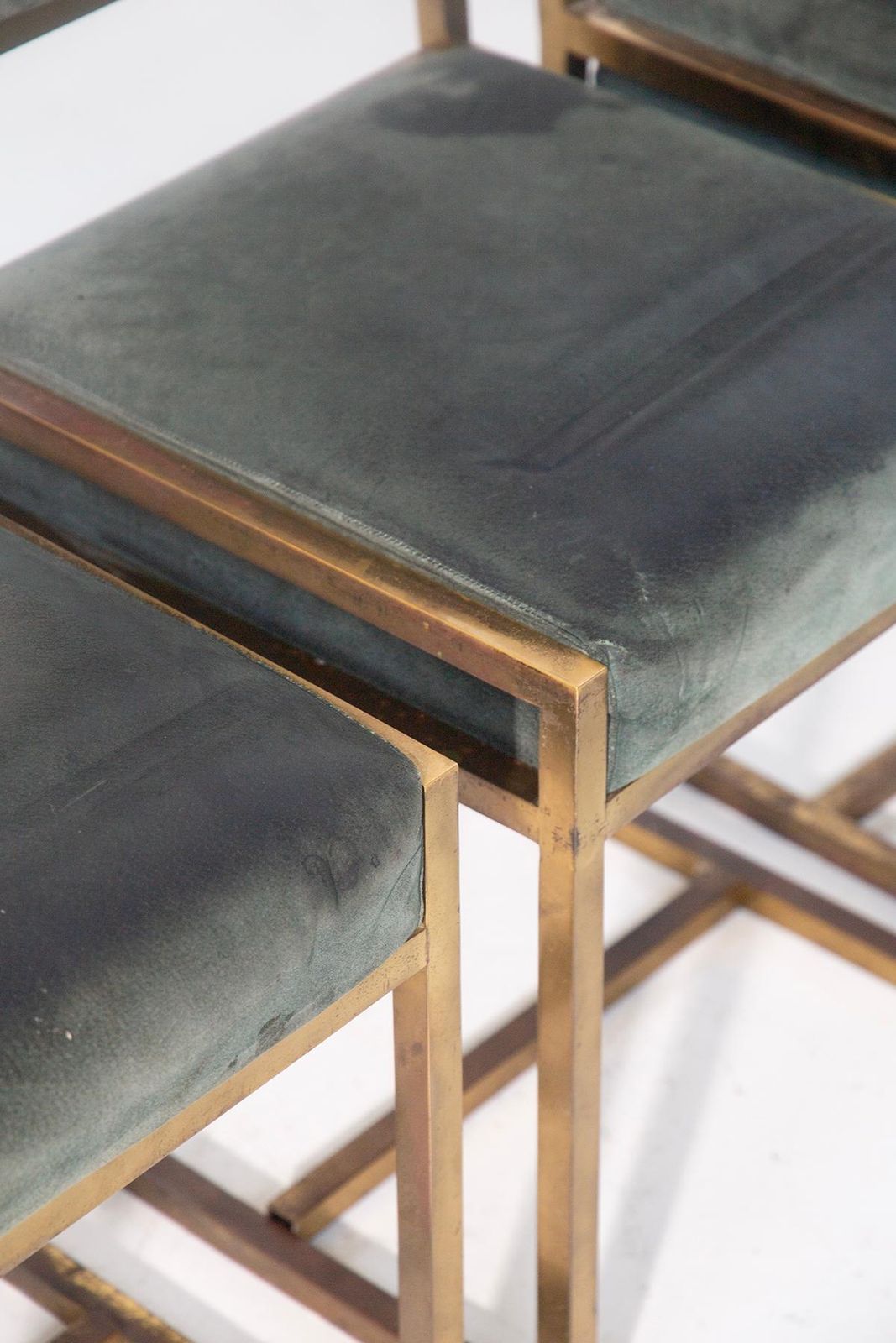 Set Of Six Italian Art Deco Style Chairs Made Of Brass photo vintage