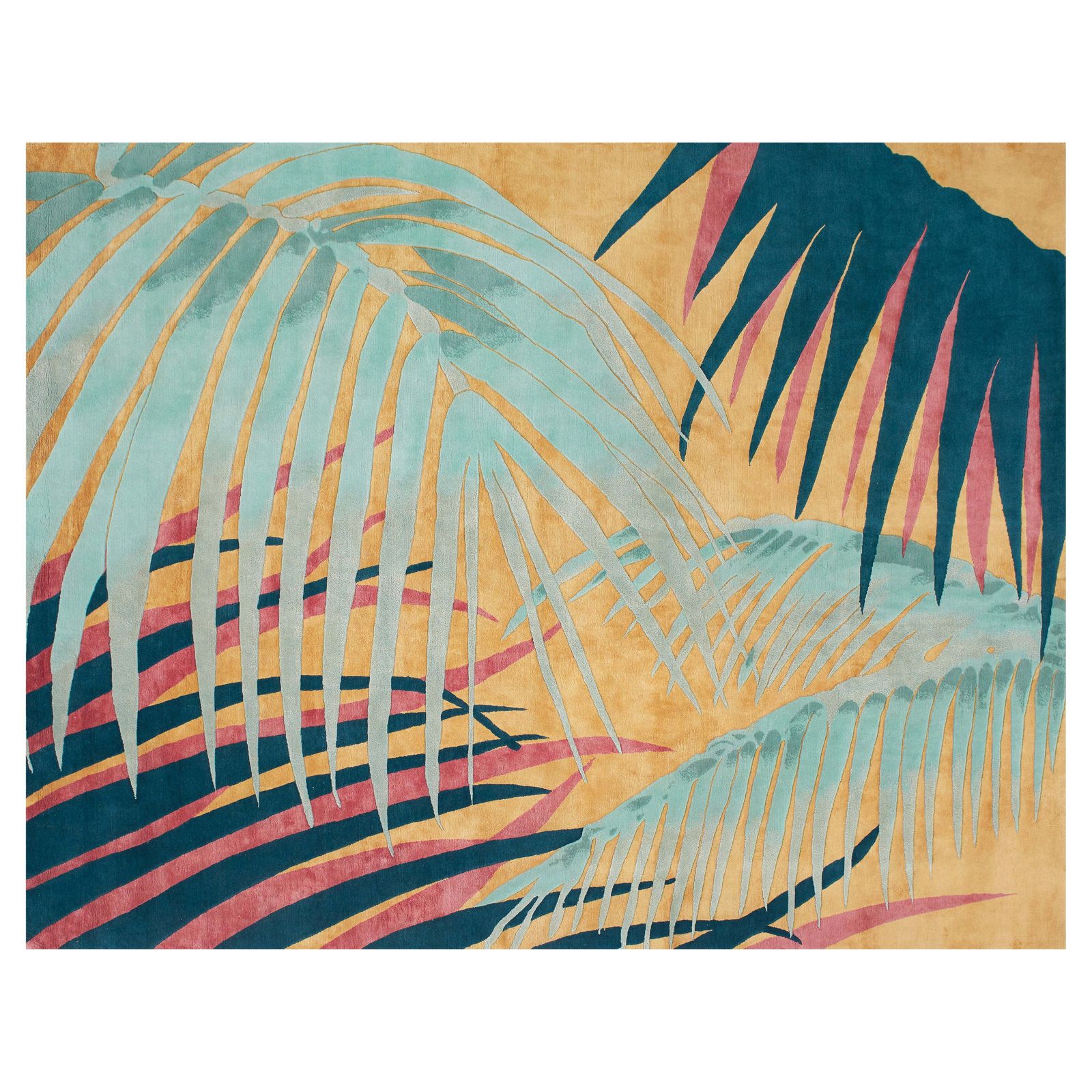 Elegant Modern Italian Wool And Velvet Jungle Style Rug