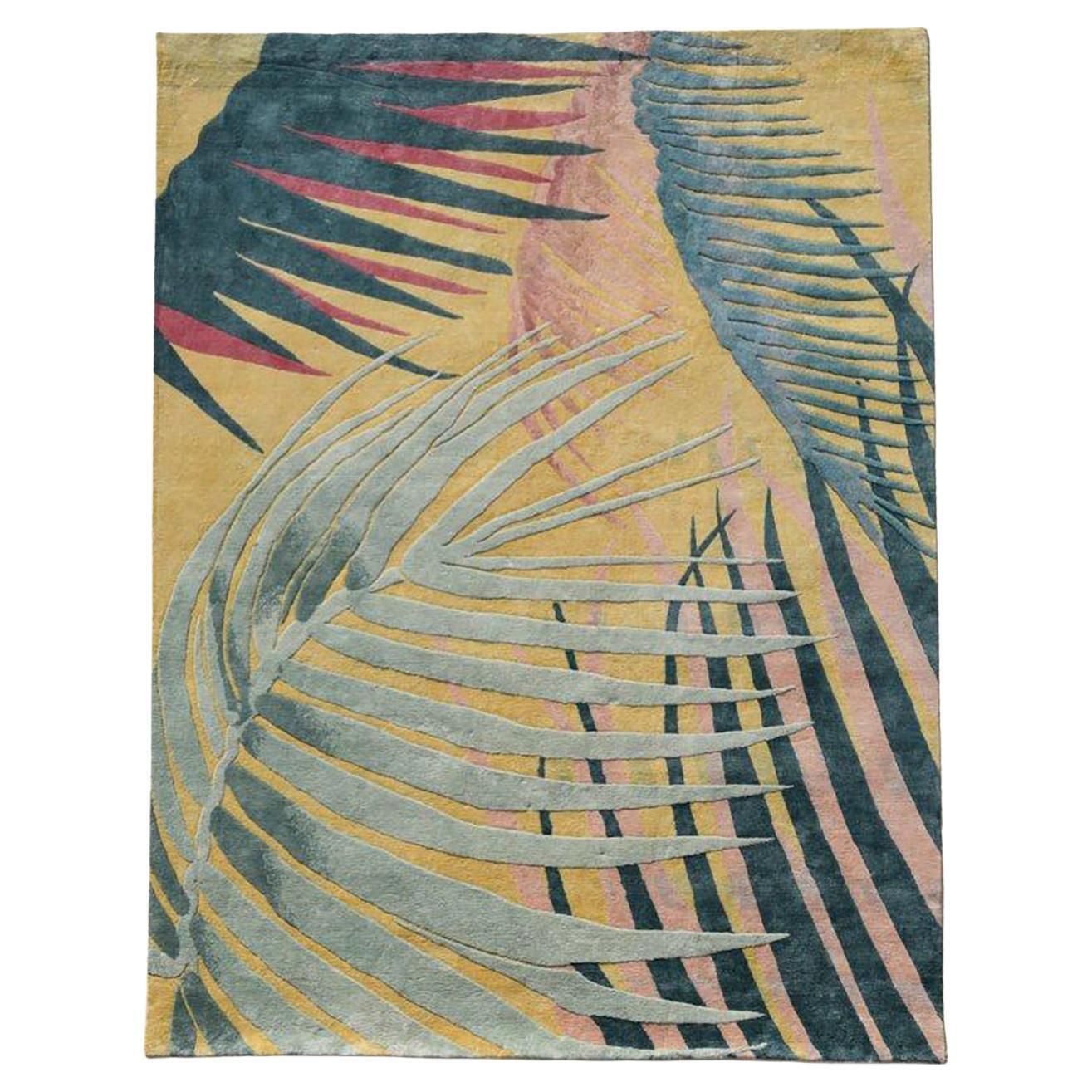Elegant Modern Italian Wool And Velvet Jungle Style Rug photo furniture