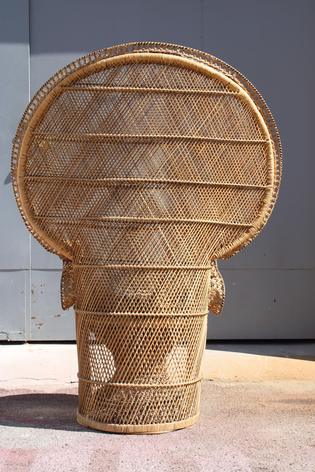 Furniture Large Straw And Bamboo Woven Chair Italy 1940s photo