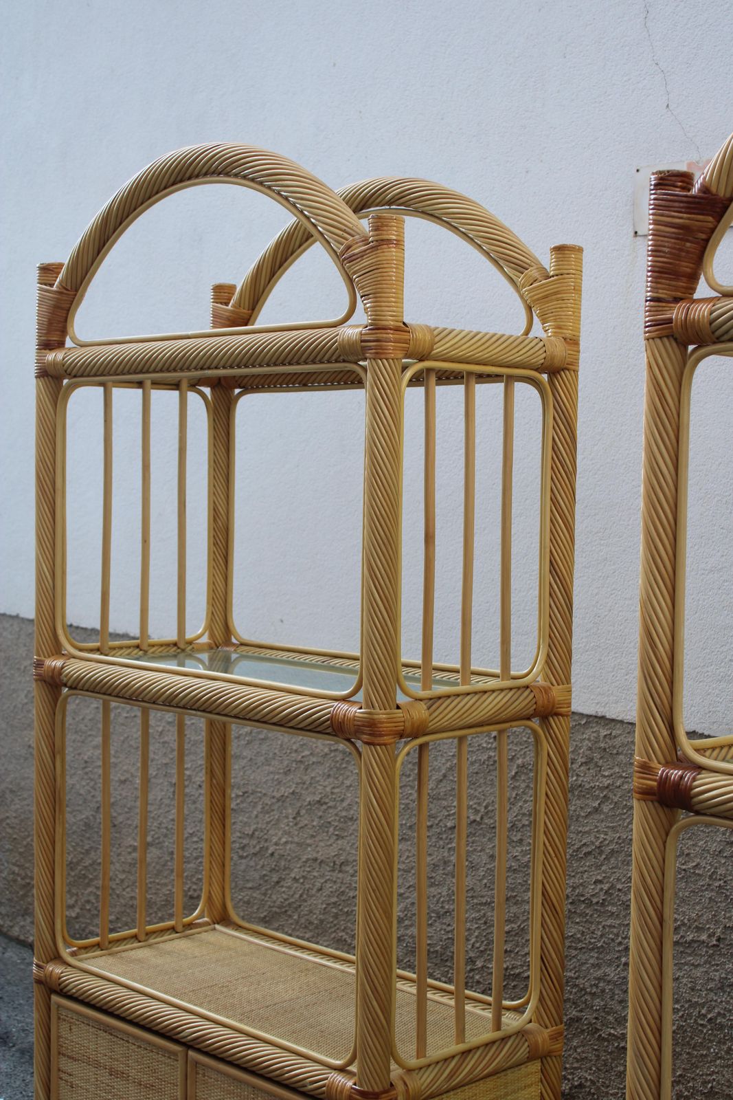 photo vinterior Wicker And Bamboo Display Shelves Italy 1970 Southern Nurseries