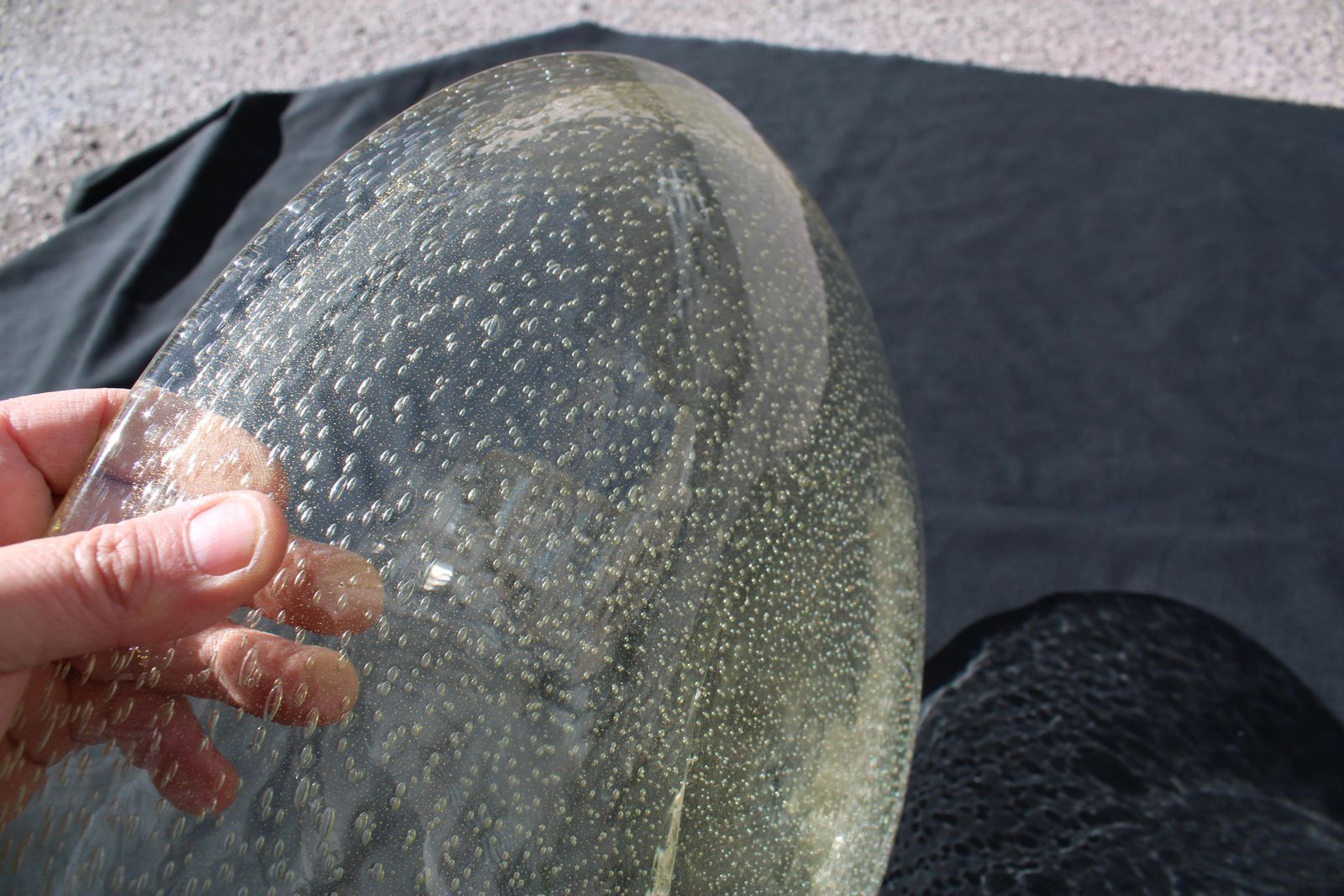 Seguso Large Oval Concave Plate With Bubbles And Gold Dust 1950s Great Quality photo buy