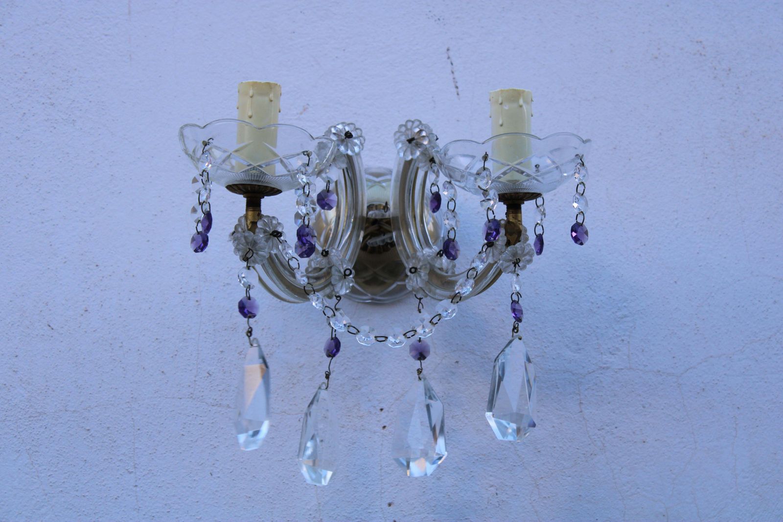 Pair Of Mid Century Maria Theresa Crystal Wall Lamps photo Lighting