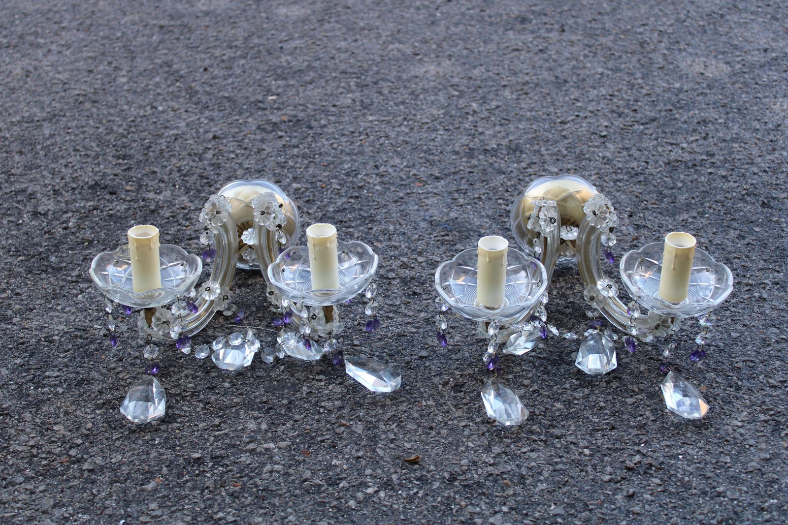 photo furniture Pair Of Mid Century Maria Theresa Crystal Wall Lamps