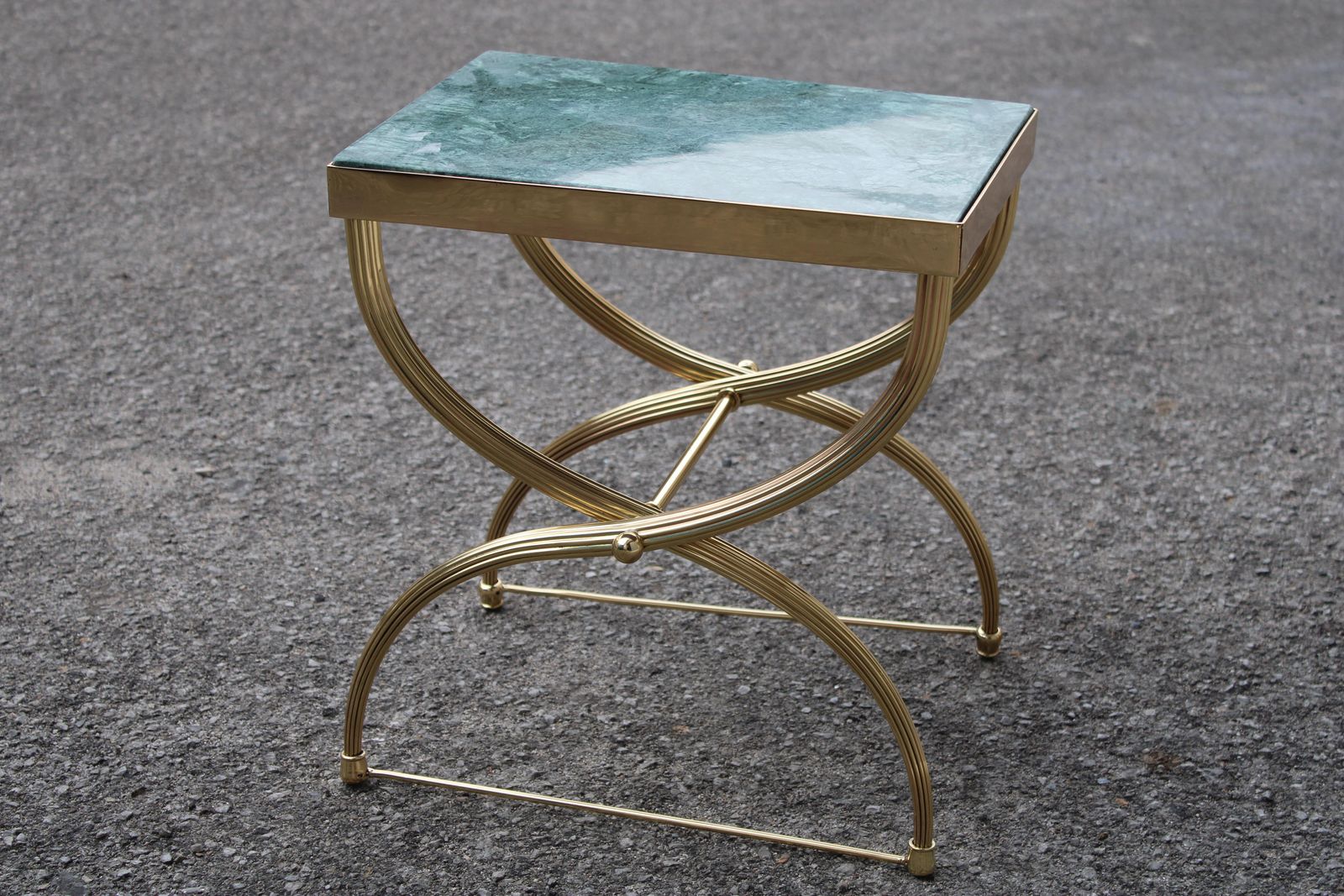 Shaped Brass And Marble Coffee Table Green Italy 1950 Style Paolo Buffa photo furniture