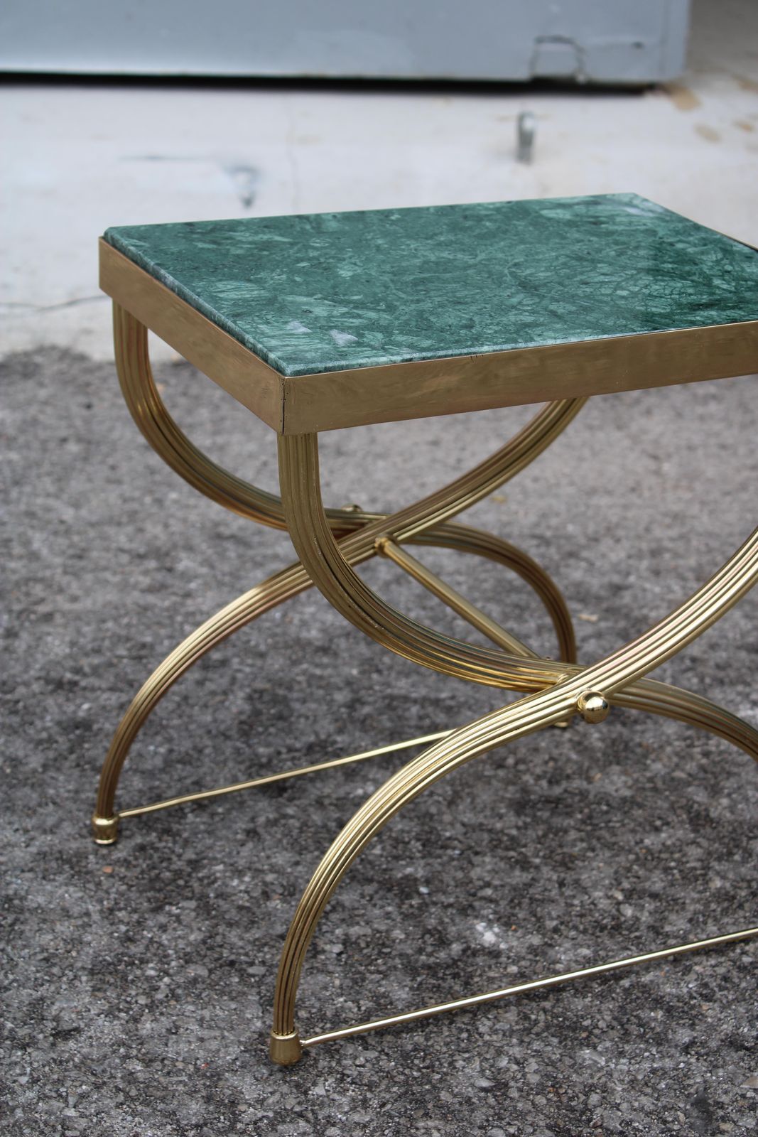 Shaped Brass And Marble Coffee Table Green Italy 1950 Style Paolo Buffa photo vinterior