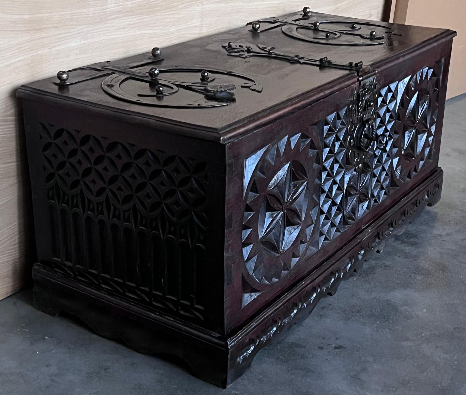 19th Century Italian Carved Cassone Trunk With Original Hardware, 1890s photo Furniture