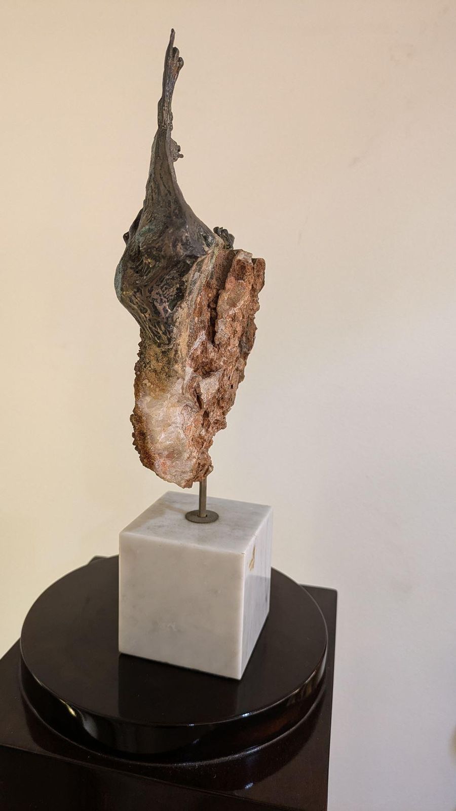 photo for sale Aurelio Teno (1927/2013) Fish Shaped Sculpture, Natural Stone And Bronze