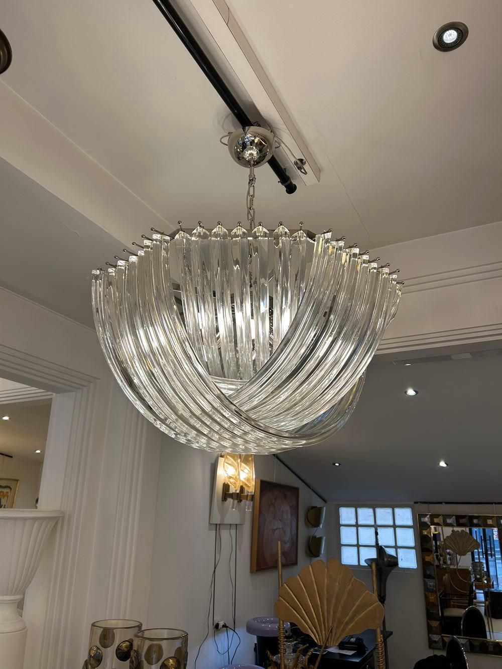 Murano Curved Crystal Chandelier By Carlo Nason photo Lighting