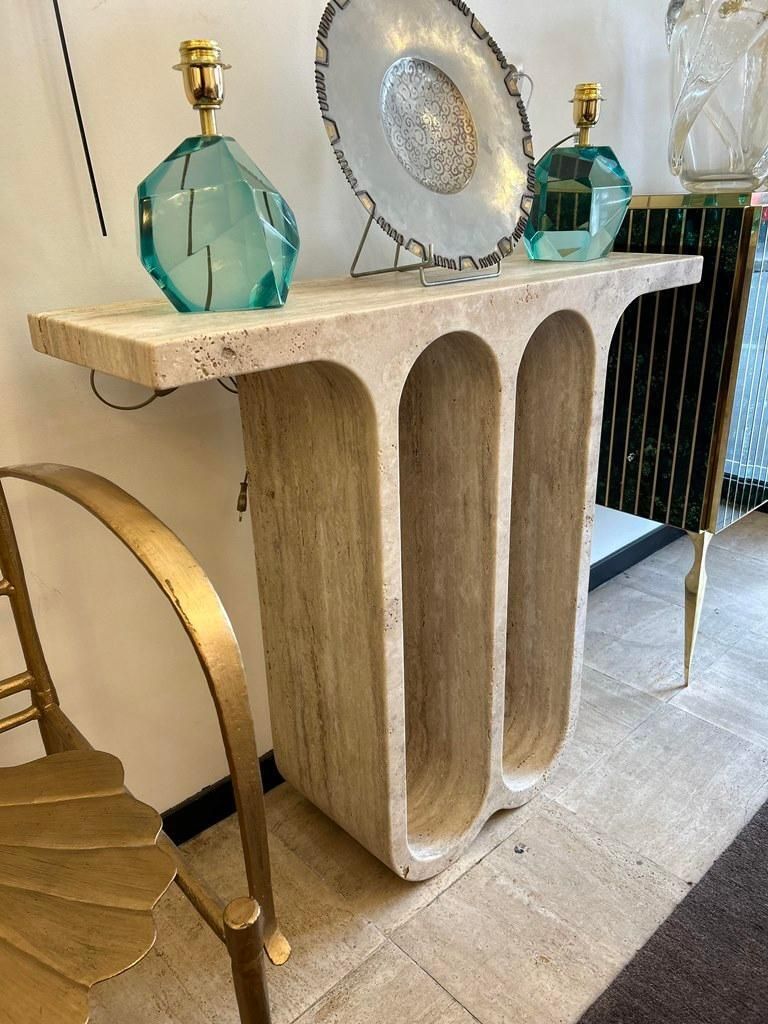 Travertine Arch Console Monobloc Sculpture, Circa 1980 photo buy