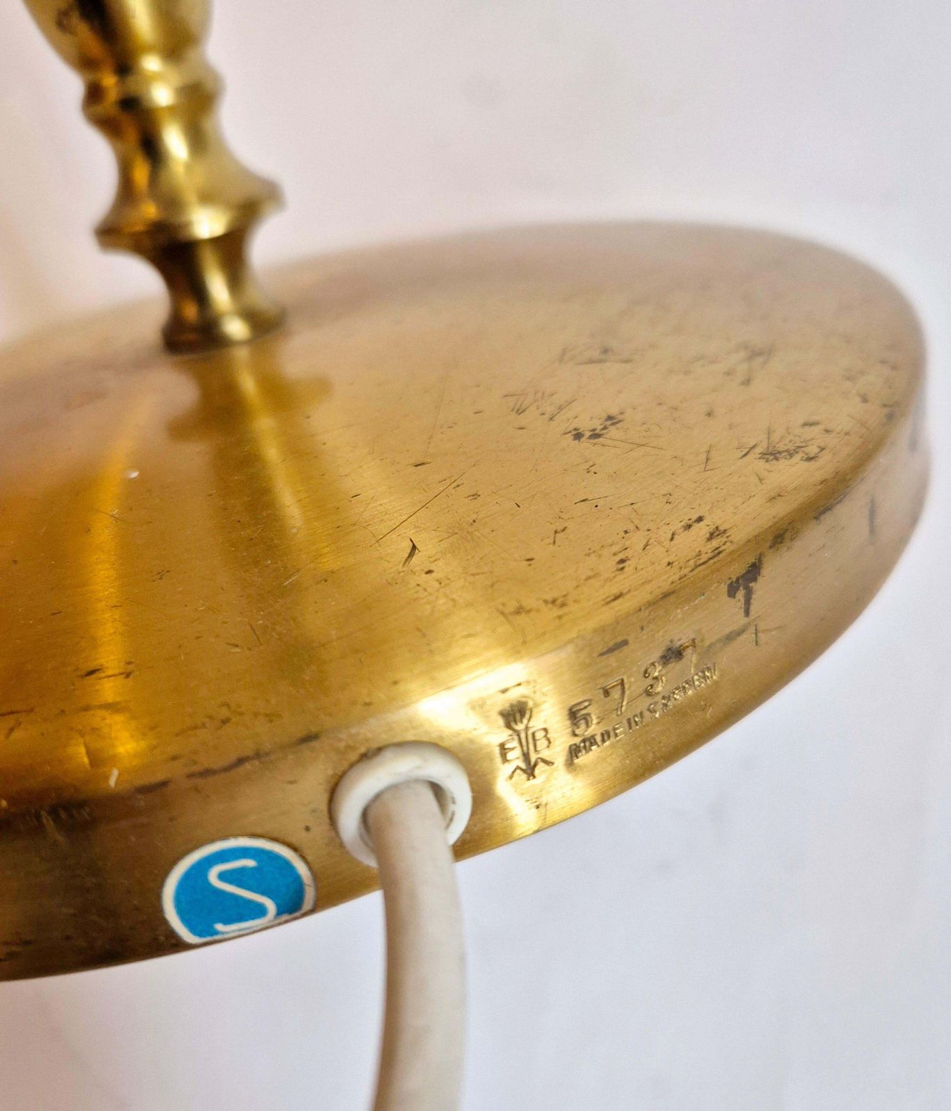 2596.0 Floor Lamp In Brass With Dark Brown Leather Trim, Swedish / Scandinavian Modern photo