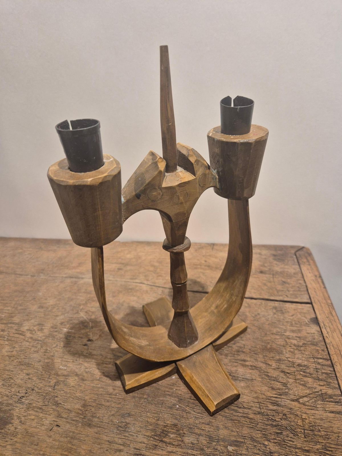 Taserud Candelabra, In Wood And Wrought Iron, Swedish Folk photo for sale