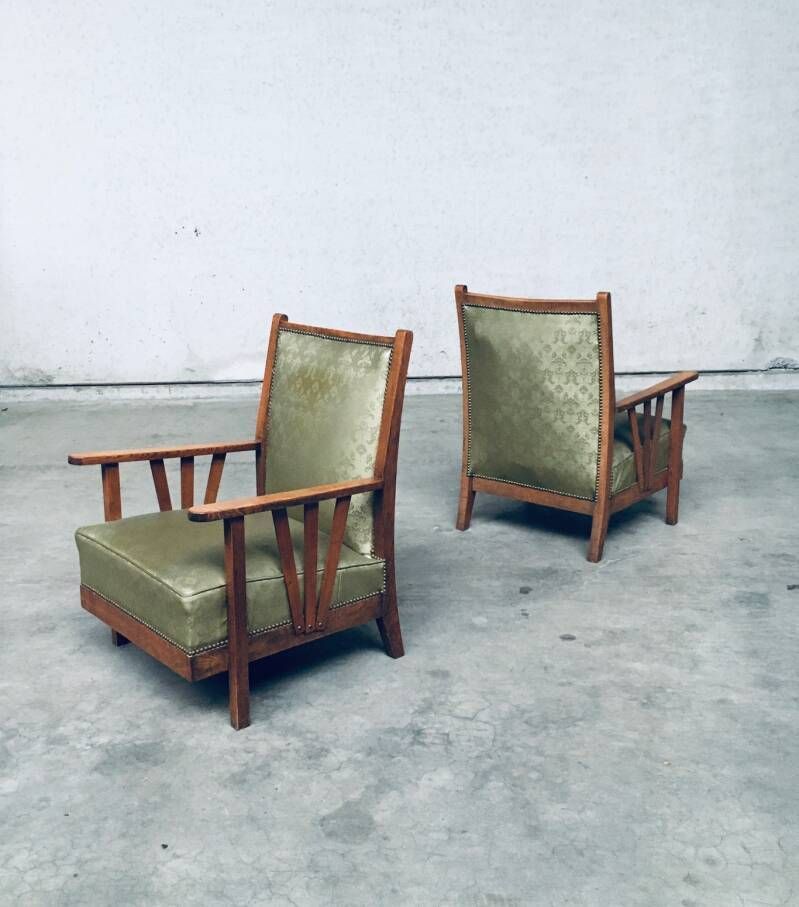 photo vinterior Arts & Crafts Design Period Lounge Chair Set, 1930's Belgium