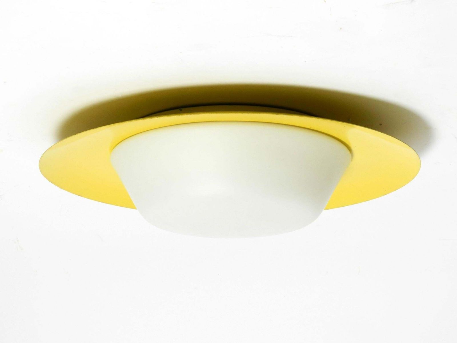 50s Wall Or Ceiling Lamp Made Of Glass With Metal Reflector From Kaiser Leuchten photo 695.0