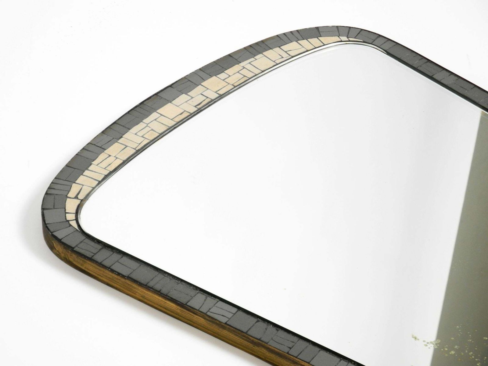 Mid Century Mosaic Wall Mirror With Heavy Brass Frame By Münchner Zierspiegel photo buy