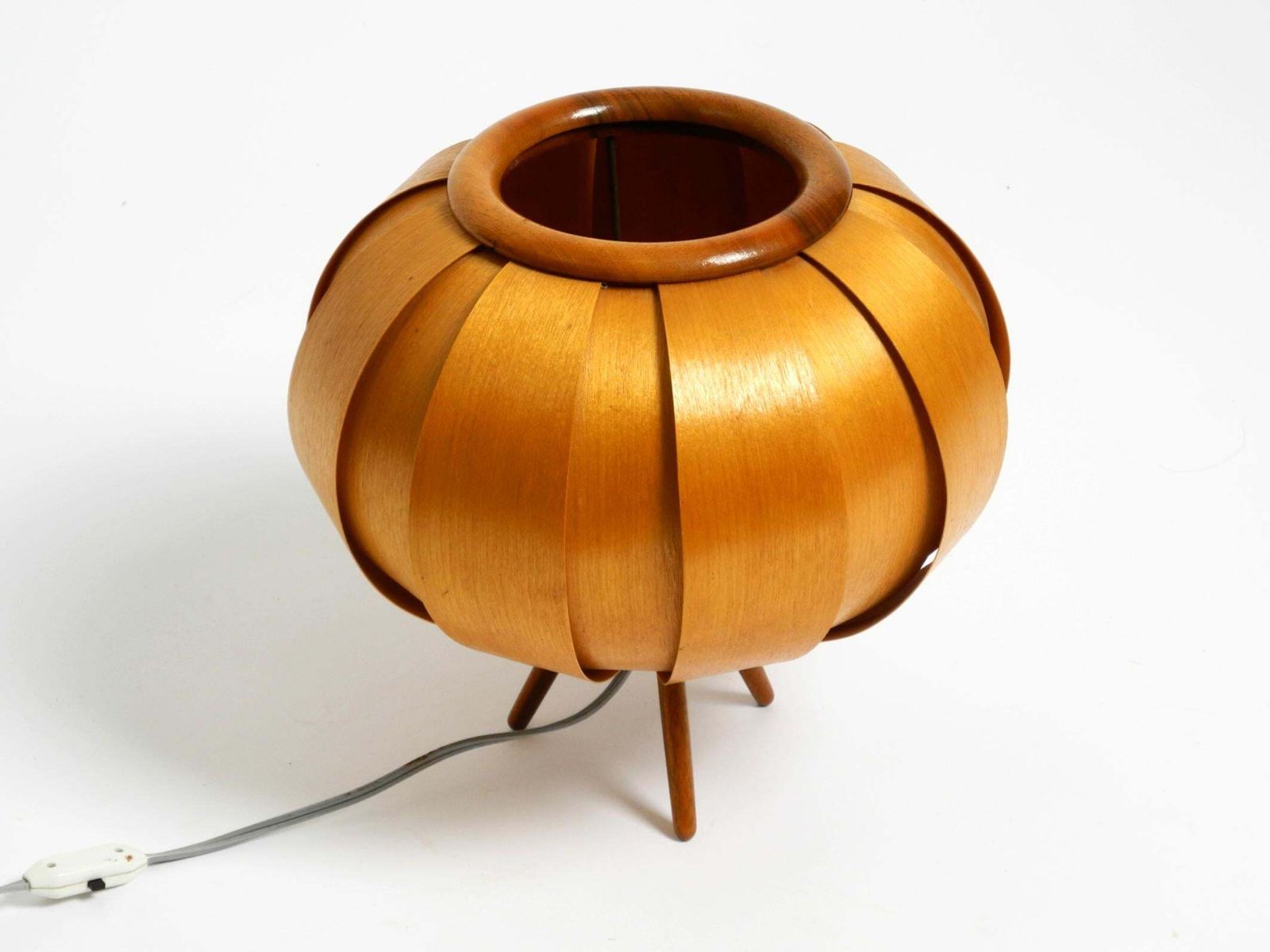 1960s Czech Wood Veneer Tripod Lamp By Stanislav Kučera For úluv photo furniture